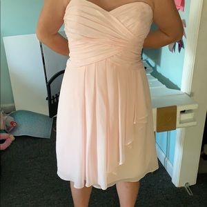 David’s Bridal Peach flowy strapless dress